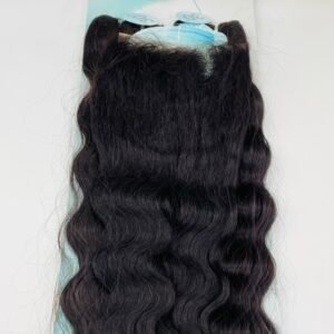 Long black, wavy hair extensions attached to a light blue display card with the brand name 'Lady Care' visible at the top.